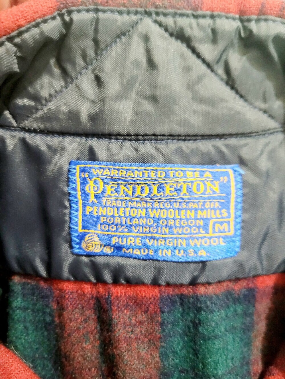 Vintage Pendleton 100% Virgin Wool Board Shirt Red Green Plaid Made In USA Med - Picture 3 of 13